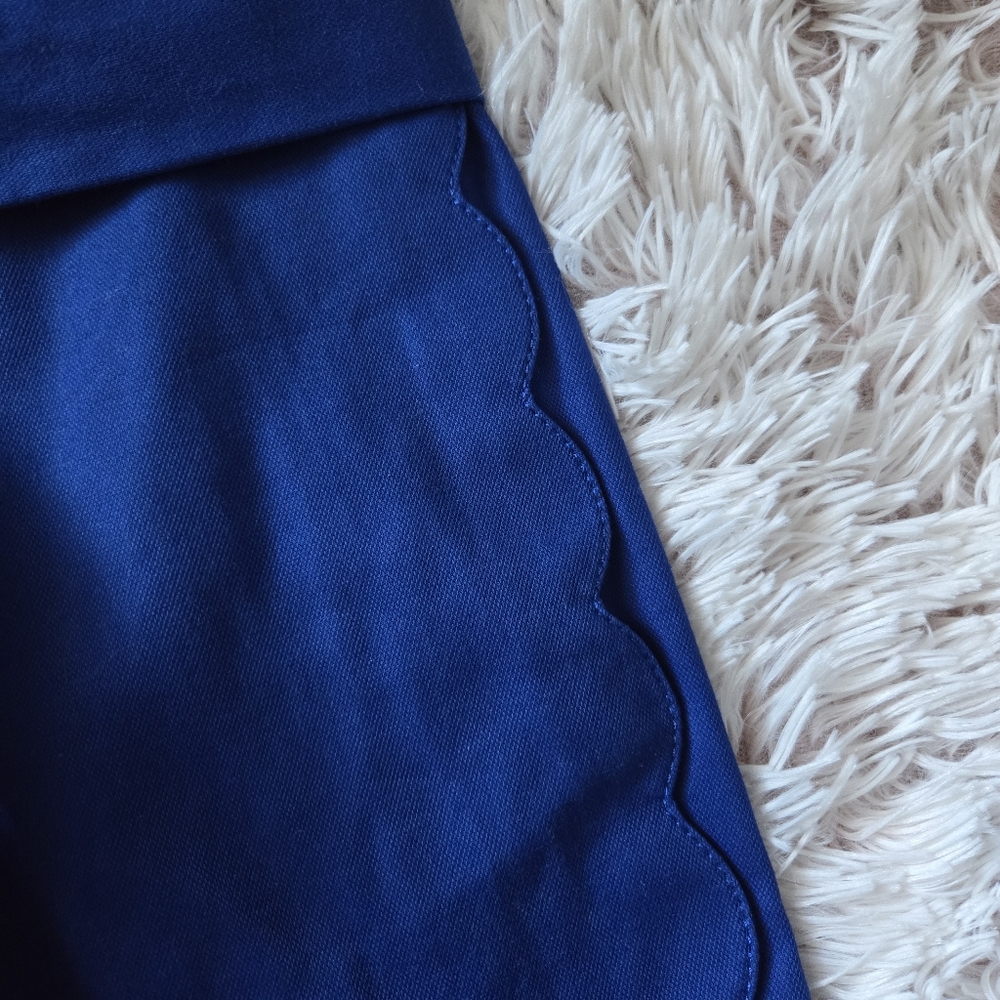 Banana Republic royal blue scalloped waist dress shorts Sz 6 belt detail preppy - Picture 3 of 7
